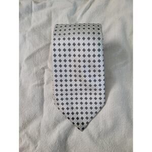 BUGATTI MEN'S TIE 59" x  4" BLACK WHITE DIAMOND PATTERN 100% SILK